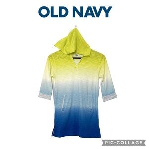 Old Navy girls hooded ombre tie dye tunic dress swimsuit cover up size M NWT
